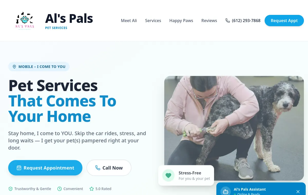 Preview of the Al's Pals Pet Care website