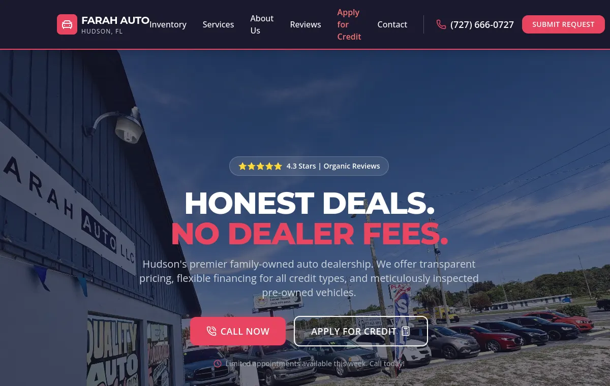 Preview of the Farah Auto LLC website