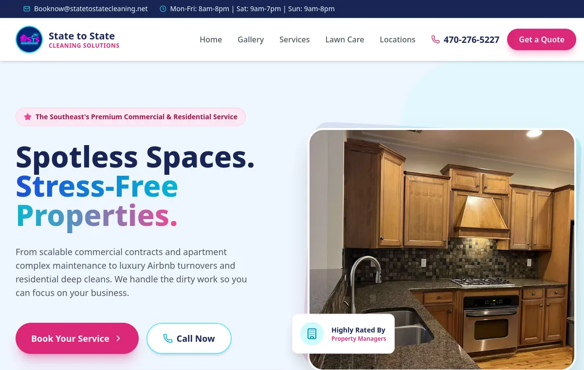 Preview of the State to State Cleaning Solutions website
