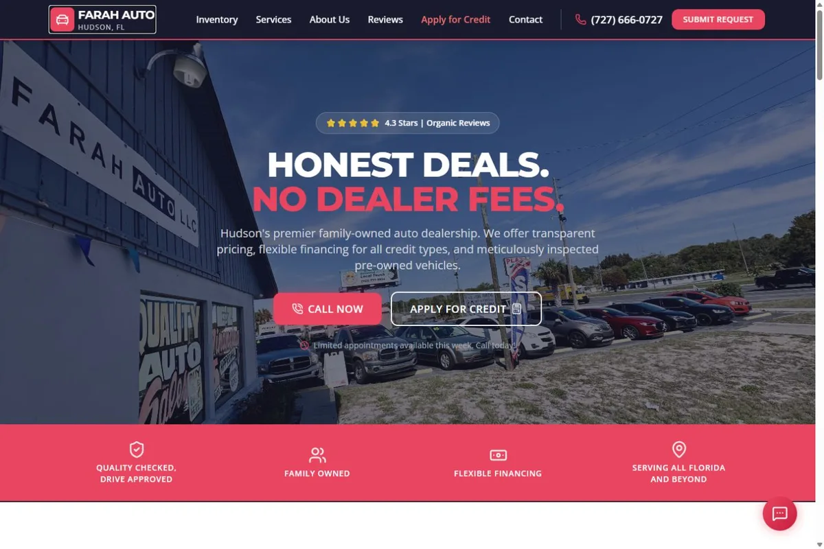 Farah Auto LLC website on desktop