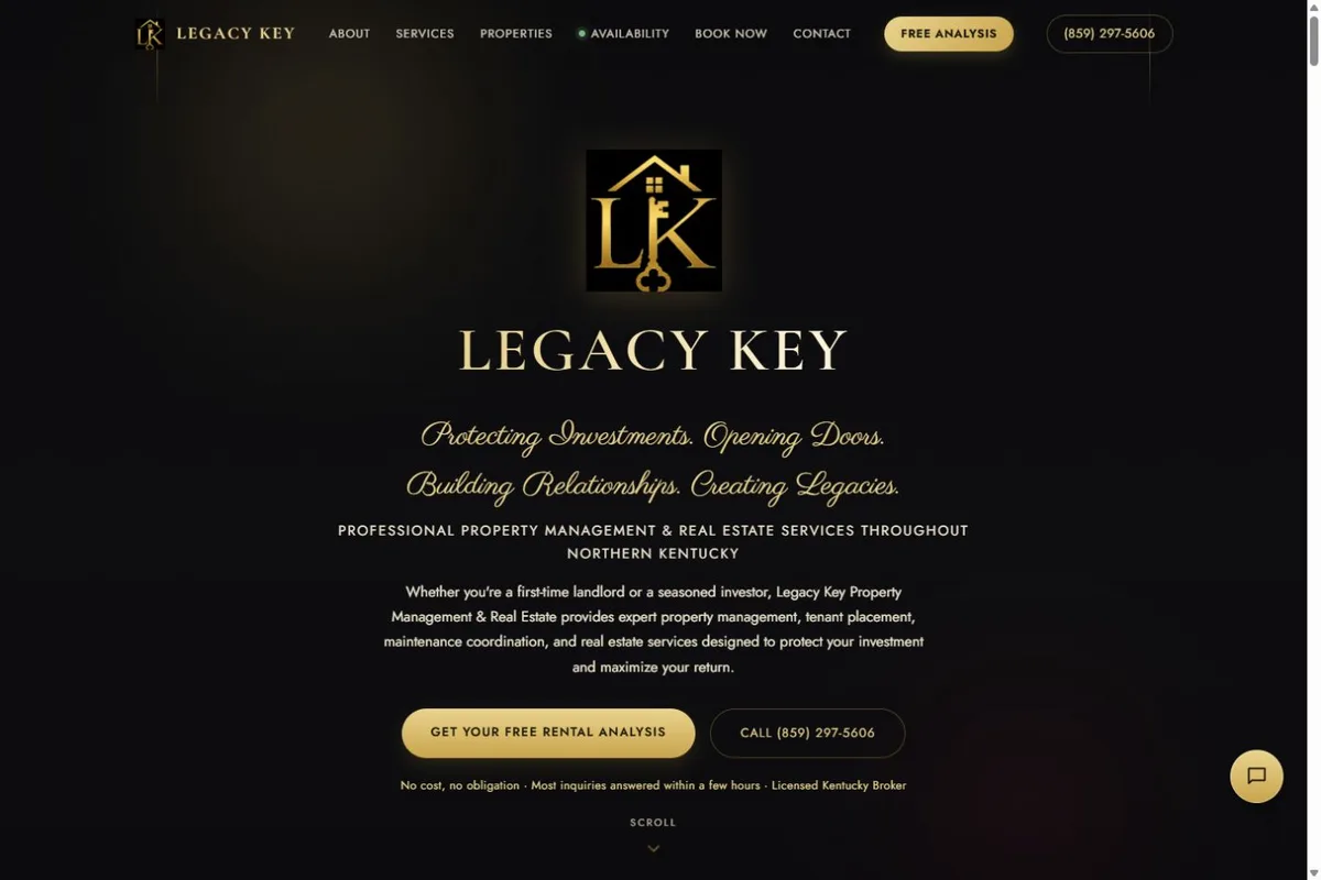 Legacy Key Property Management website on desktop