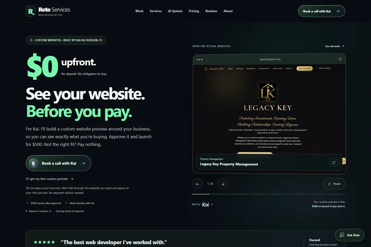 Rete Services website on desktop