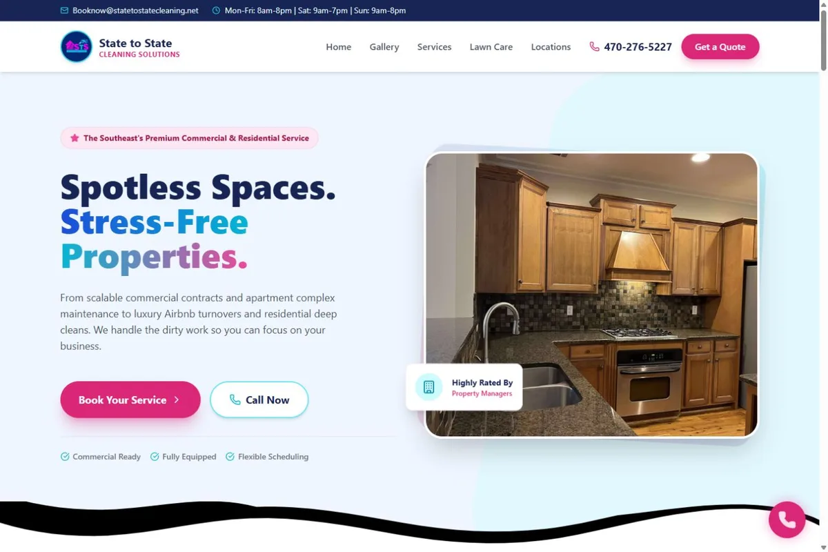 State to State Cleaning Solutions website on desktop