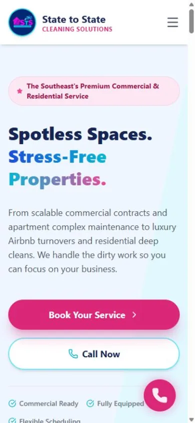State to State Cleaning Solutions website on mobile